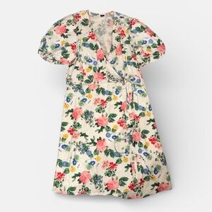 Old Navy Floral Linen Mini Wrap Dress